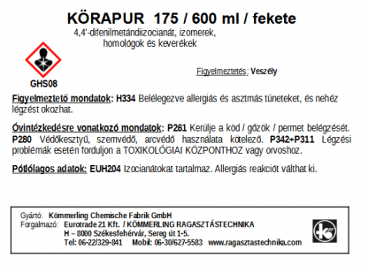 szélvédőragasztó - Körapur 175/600 ml/fekete - Image 2