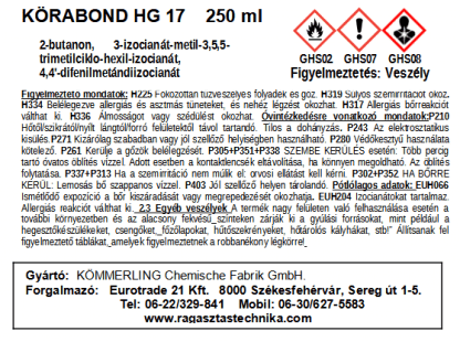 Körabond HG 17 primer címke